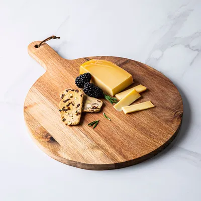 KSP Acacia Wood Round Serving Board 30cm Dia. x 40cm X 1.5cm (Natural)