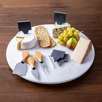 KSP Marble Turntable Cheese Board Combo - Set of 9 (White/Grey)