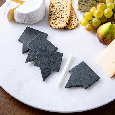 KSP Slate Cheese Markers with Chalk - Set of 4 (Grey)