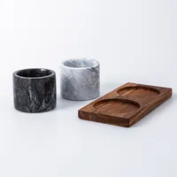 KSP Combo Salt Pepper Pinch Pots with Acacia Tray - Set of 3