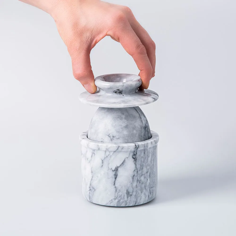 KSP Marble Butter Bell with Lid 9.6cm dia. x 11cm (White/Grey)