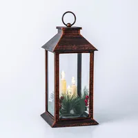 KSP Christmas Lantern 'Candle W/Winter Berries' LED Plastic (Black)