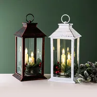 KSP Christmas Lantern 'Candle W/Winter Berries' LED Plastic (Black)