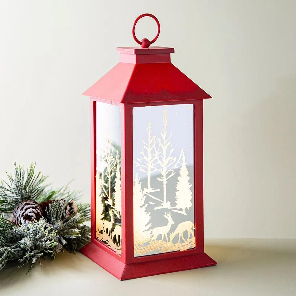 KSP Christmas Lantern 'Winterscape' LED Mirrored (Red)