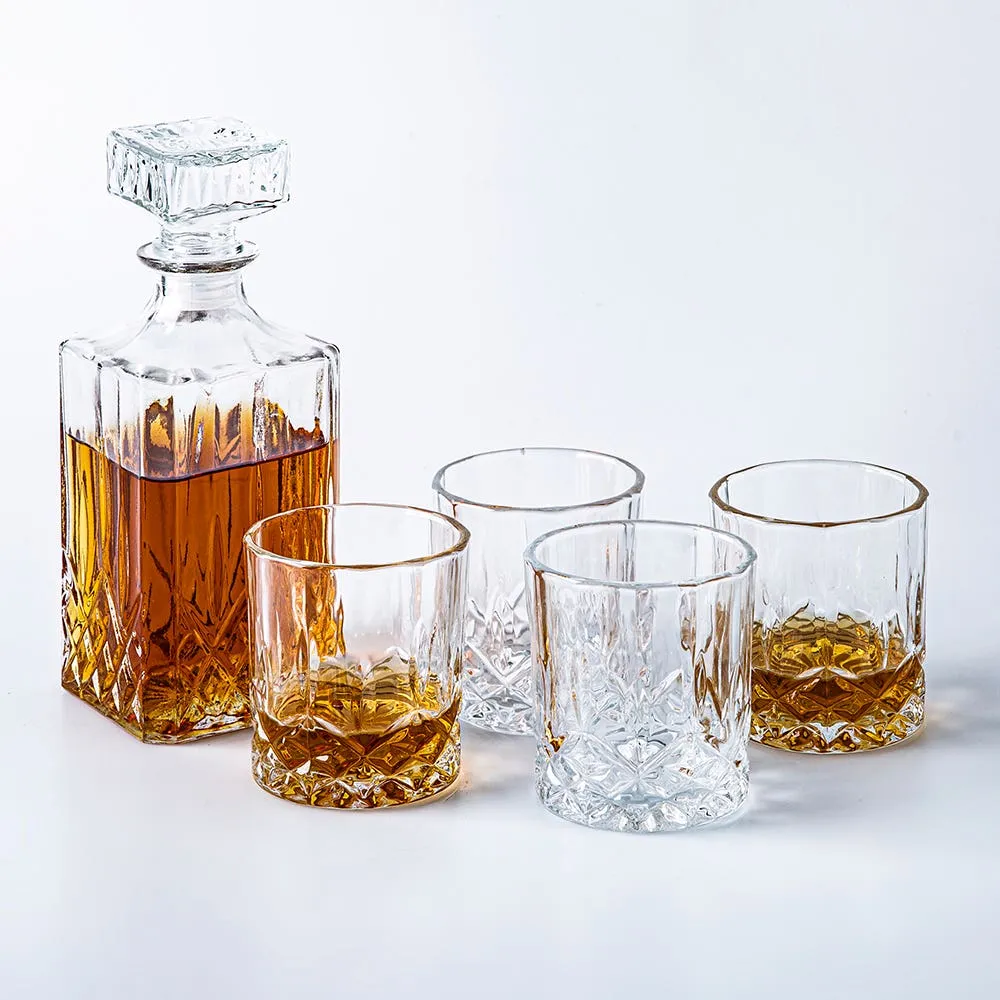 Godinger Crystal 'Diablo' Whiskey Decanter Combo - Set of 5 (Clear)