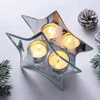 KSP Christmas Mirror 'Star' Glass Tealight Holder 2-Lite (White/Clear)