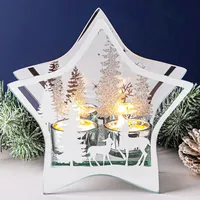 KSP Christmas Mirror 'Star' Glass Tealight Holder 2-Lite (White/Clear)