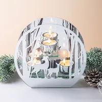 KSP Christmas Mirror 'Winter Forest' Glass Tealight Holder 3-Light