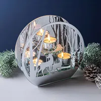 KSP Christmas Mirror 'Winter Forest' Glass Tealight Holder 3-Light