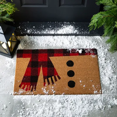 KSP Christmas 'Snowman' Coir Doormat (Natural)