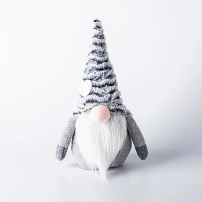 KSP Christmas Gnome 'Nordic' Fabric Figurine with Heart Hat 10" (Grey)