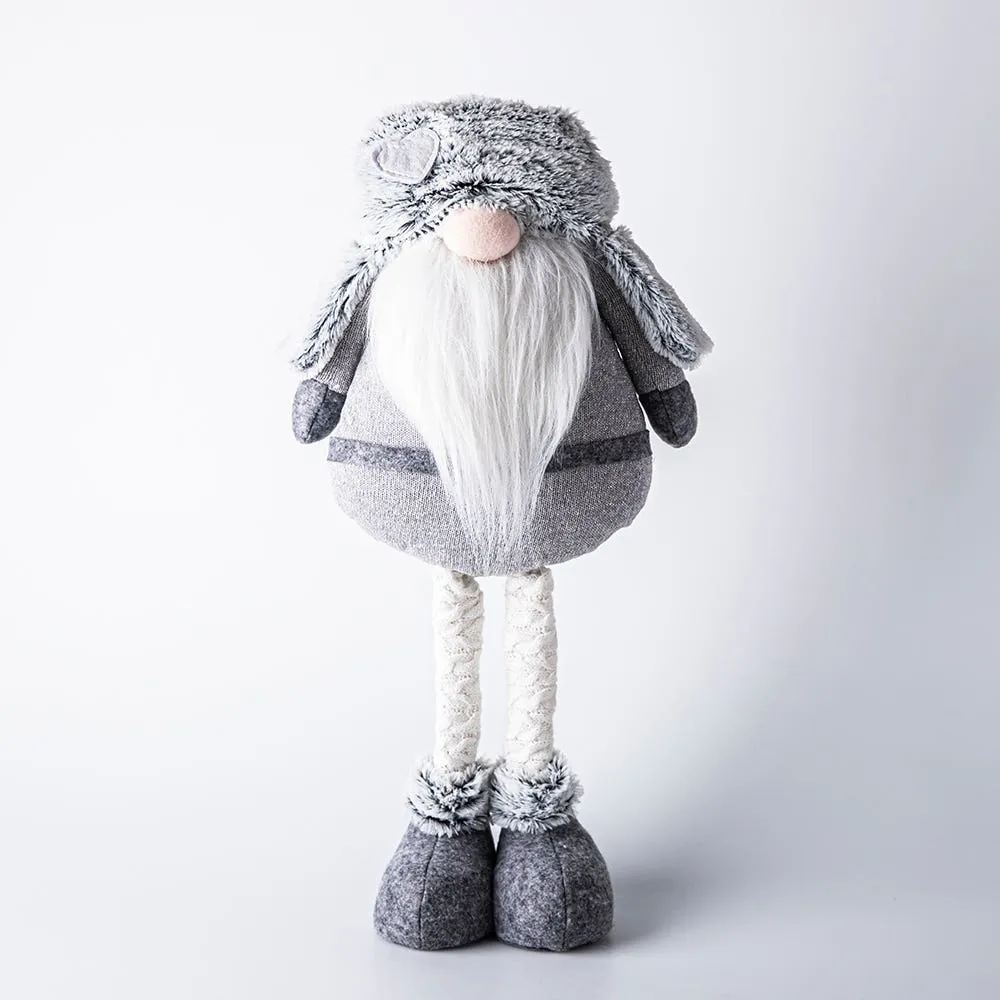 KSP Christmas Gnome 'Nordic' Standing Figurine w/Flap Hat 20" (Grey)