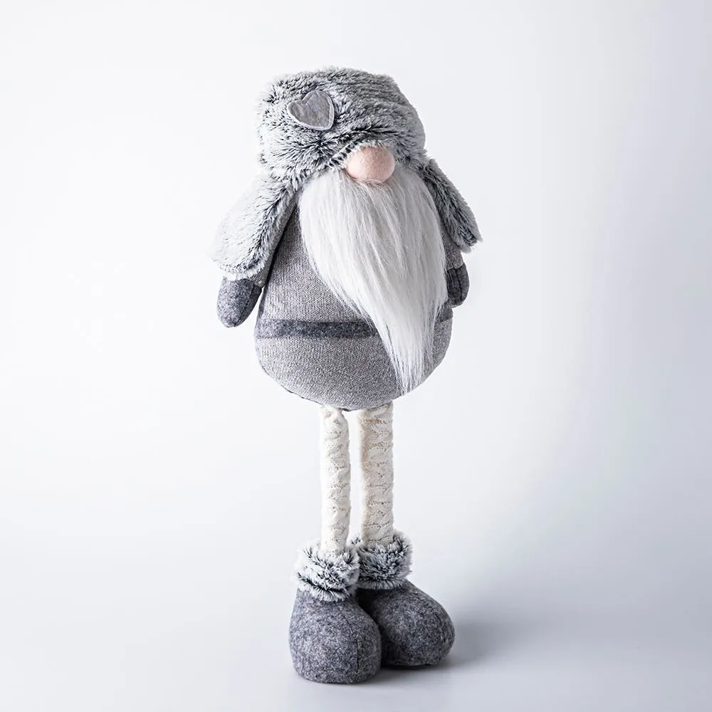 KSP Christmas Gnome 'Nordic' Standing Figurine w/Flap Hat 20" (Grey)