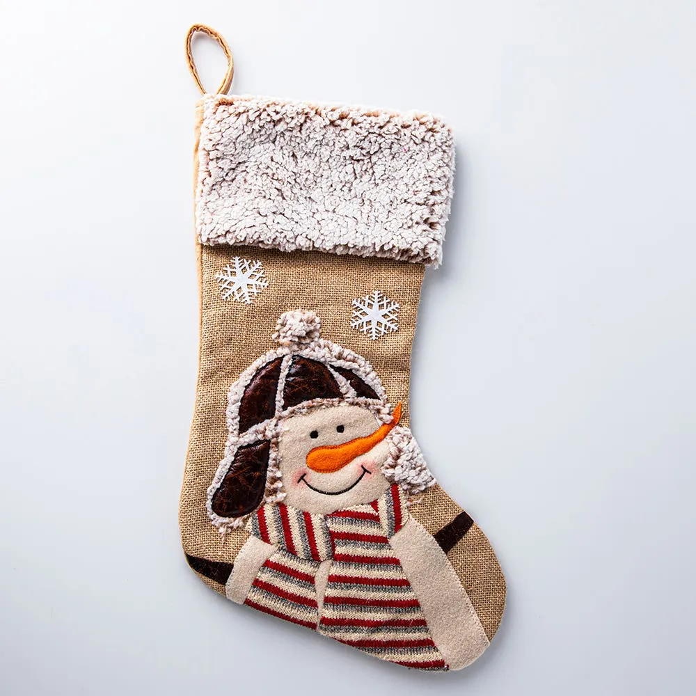 KSP Christmas 'Snowman' Jute Stocking 20" (Natural)