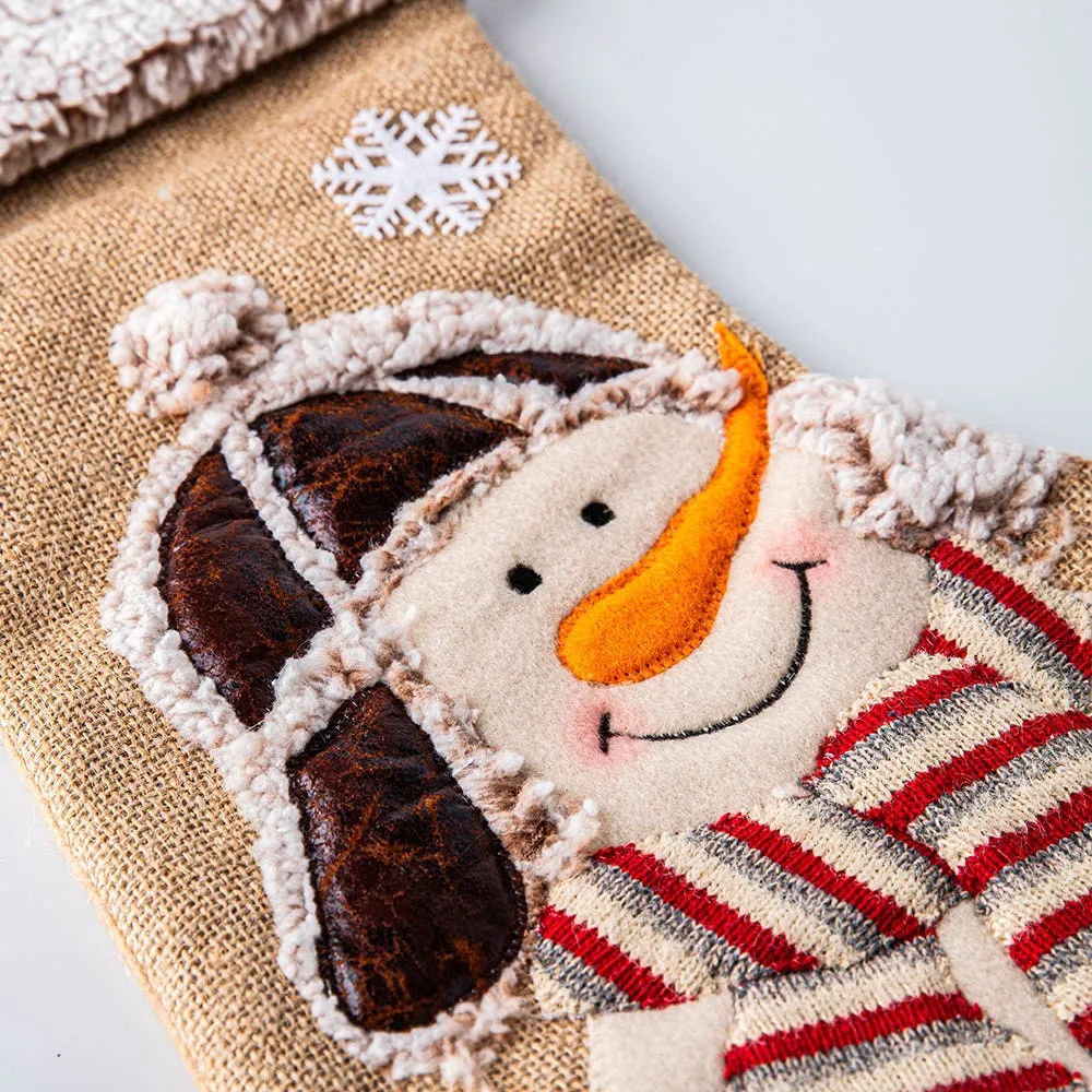 KSP Christmas 'Snowman' Jute Stocking 20" (Natural)