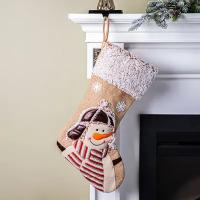 KSP Christmas 'Snowman' Jute Stocking 20" (Natural)