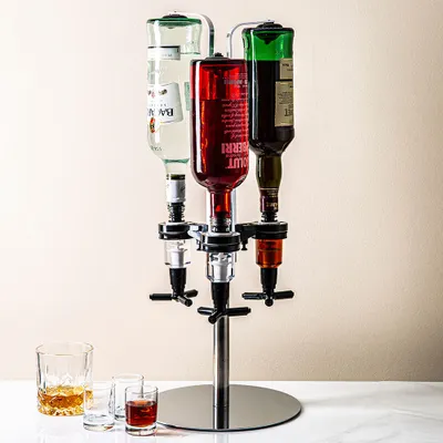 Final Touch Bar Caddy 3-Bottle Liquor Dispenser (Aluminum)