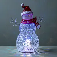 Ty Christmas Acrylic 'Santa Hat' LED Snowman (Multi Colour)