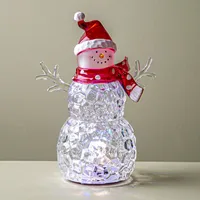 Ty Christmas Acrylic 'Santa Hat' LED Snowman (Multi Colour)