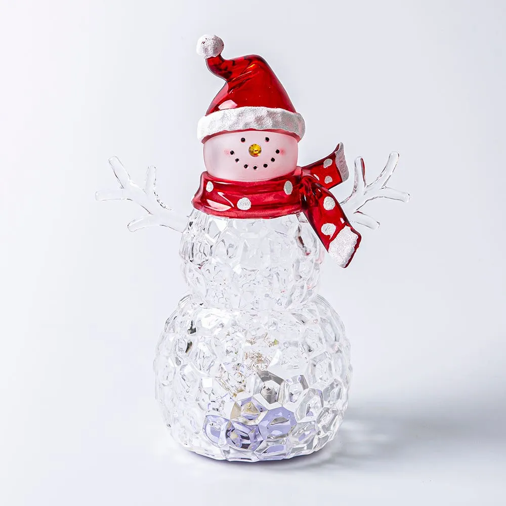 Ty Christmas Acrylic 'Santa Hat' LED Snowman (Multi Colour)