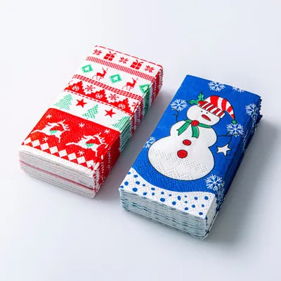 Arttable Christmas 'Assorted' 3-Ply Pocket Tissue - 8.25" Sq Set of 10