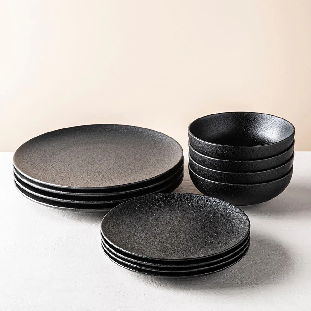 Maxwell & Williams Caviar Porcelain Dinnerware - Set of 12 (Black)