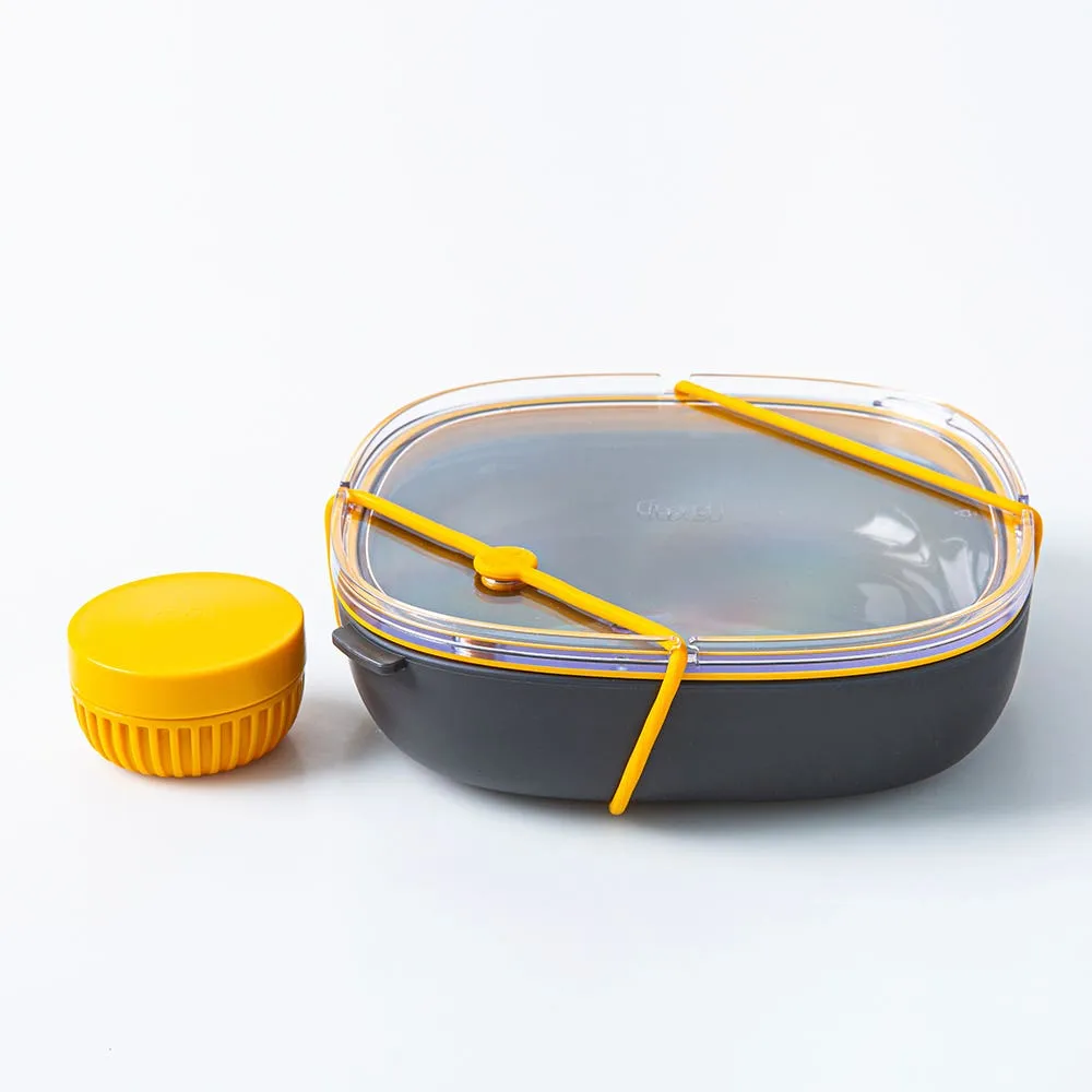 Fuel Leak-Proof Lunch Plate Container with Lid (Black/Clear)