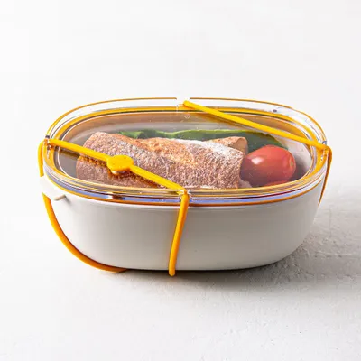 Fuel Leak-Proof Snack Bowl Container with Lid (White/Clear)
