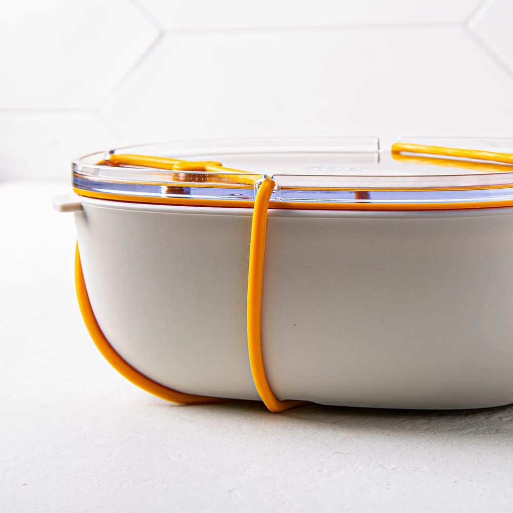 Fuel Leak-Proof Snack Bowl Container with Lid (White/Clear)