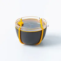 Fuel Leak-Proof Small Dip-Yogurt Bowl with Lid (Black/Clear)