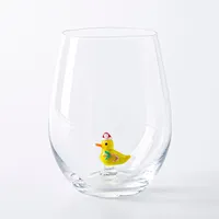 KSP Christmas Buddies 'Duck' Stemless Wine Glass (Clear)