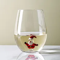 KSP Christmas Buddies 'Santa' Stemless Wine Glass (Clear)