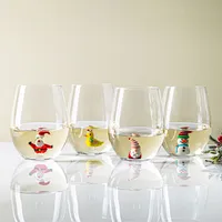 KSP Christmas Buddies 'Santa' Stemless Wine Glass (Clear)