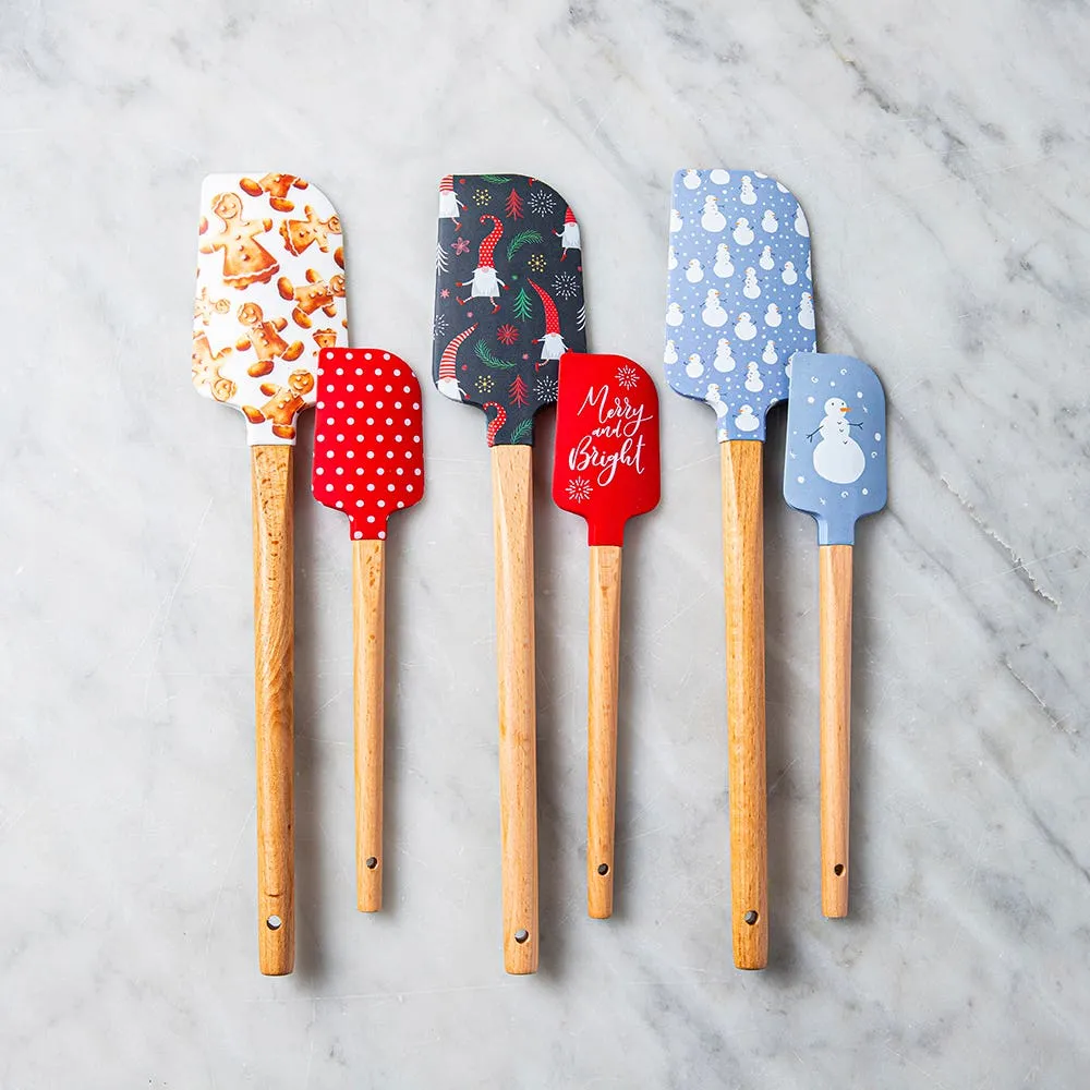 KSP Christmas Cook 'Gingerbread' Silicone Spatula w/Wood Handle - S/2