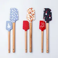 KSP Christmas Cook 'Gingerbread' Silicone Spatula w/Wood Handle - S/2