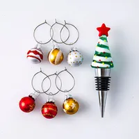 KSP Christmas Wine 'Tree' Stopper with Wine Charms - Set of 7