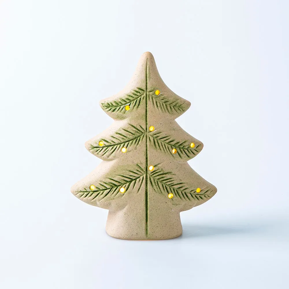 KSP Christmas Village Ceramic LED Tree (Natural/Green)