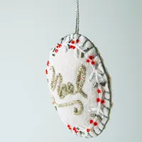 KSP Christmas Felt 'Noel' Embroidered Ornament 10cm dia. (White)