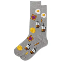 Hotsox Men's 'Breakfast Crew' Crew Socks - 1 Pair (Charcoal)