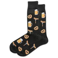 Hotsox Men'S 'Beer & Pretzel Crew' Crew Socks - Set of 2 (Black)