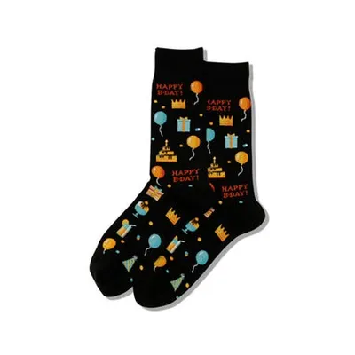 Hotsox Men'S 'Happy Birthday' Crew Socks - Set of 2 (Black)