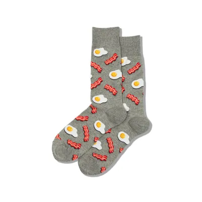 Hotsox Men'S 'Eggs & Bacon' Crew Socks - Set of 2 (Charcoal)