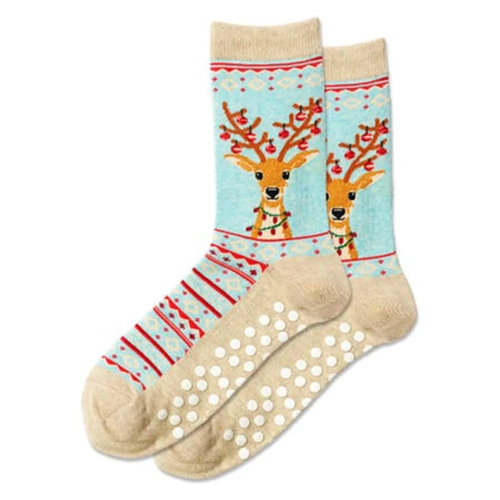 Hotsox Women's 'Reindeer' Fuzzy Socks - 1 Pair (Multi Colour)