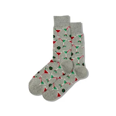 Hotsox Men's 'Xmas Cocktails' Crew Socks - 1 Pair (Multi Colour)