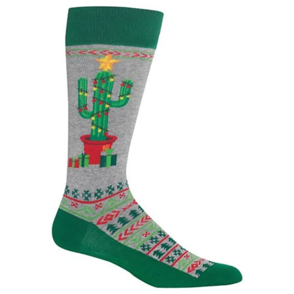 Hotsox Men's 'Xmas Cactus' Crew Socks - 1 Pair (Multi Colour)