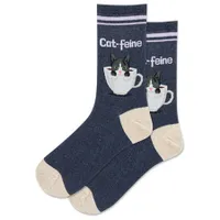 Hotsox Women's 'Cat-Feine' Crew Socks - Set of 2 (Blue)