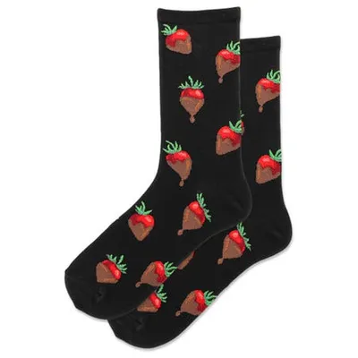 Hotsox Women's 'Chocolate Covered Strawberries' Crew Socks - S/2