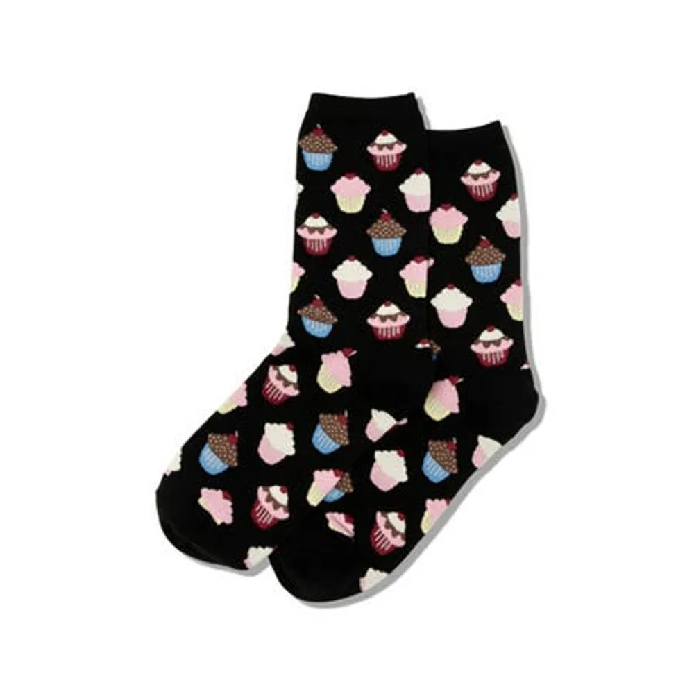 Hotsox Women's 'Cupcakes' Crew Socks - Set of 2 (Black)