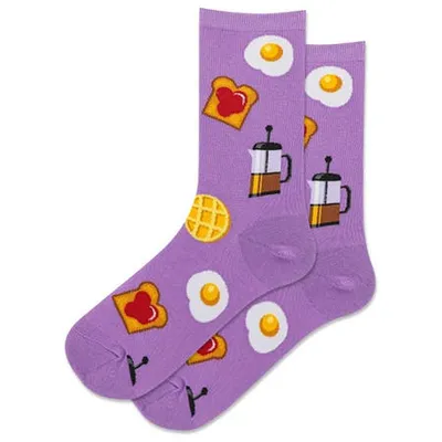 Hotsox Women's 'Breakfast Crew' Crew Socks - Set of 2 (Purple)