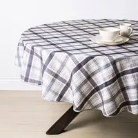 Easycare Printed 'Maxwell Plaid' Polyester Tablecloth 70" Round (Blk)